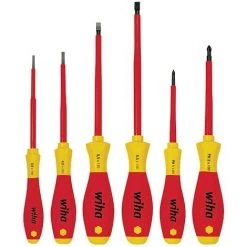 Budget ???? WIHA Jeu De 6 Tournevis Lame Ronde Isolés 1000 V Fendu Et Philips - SoftFinish ????